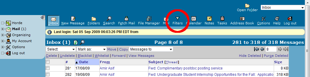 CSE web email Filters icon