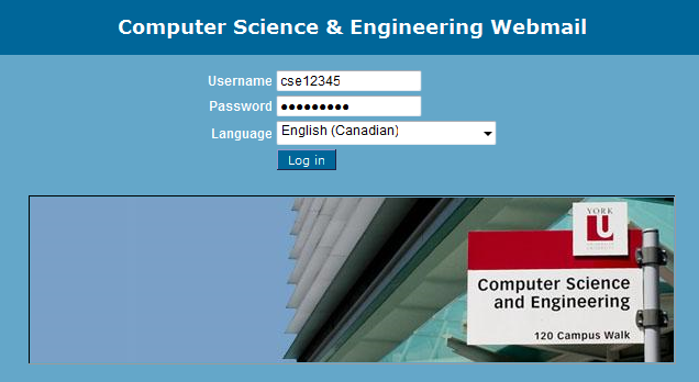 CSE web email login screen
