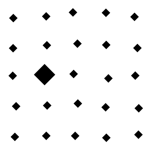 input image with diamond shapes with a large target and small distractors